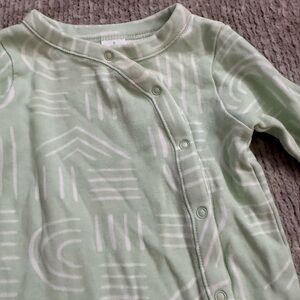 Nordstrom Baby Green Abstract Print Footie Pajamas 3 Months Cotton